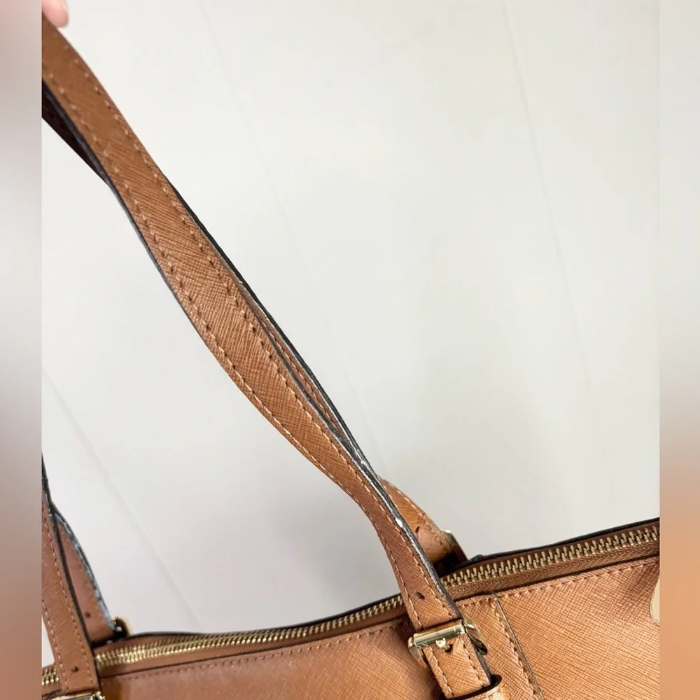 Michael Kors brown Saffiano leather Jet Set Top-Zip Tote bag